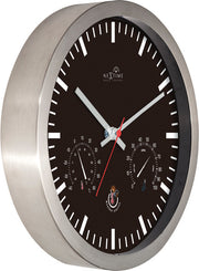 Nextime ne-90513zw wandklok + weerstation 25cm zwart rc aluminium - afbeelding 2