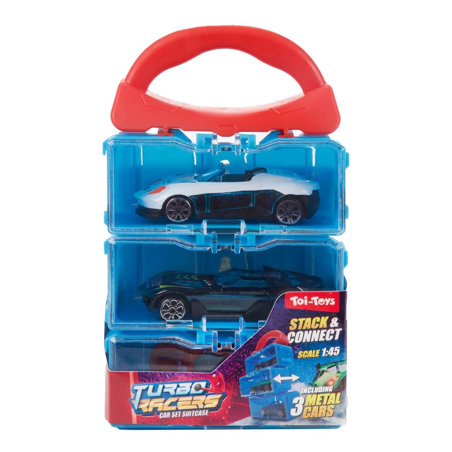 Toi-toys opbergkoffer met 3st metalen auto 2ass