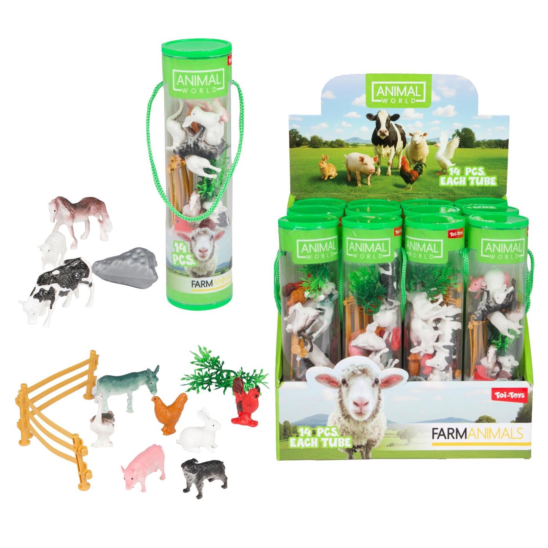 Toi-toys animal world speelset -boerderij- 14dlg in koker