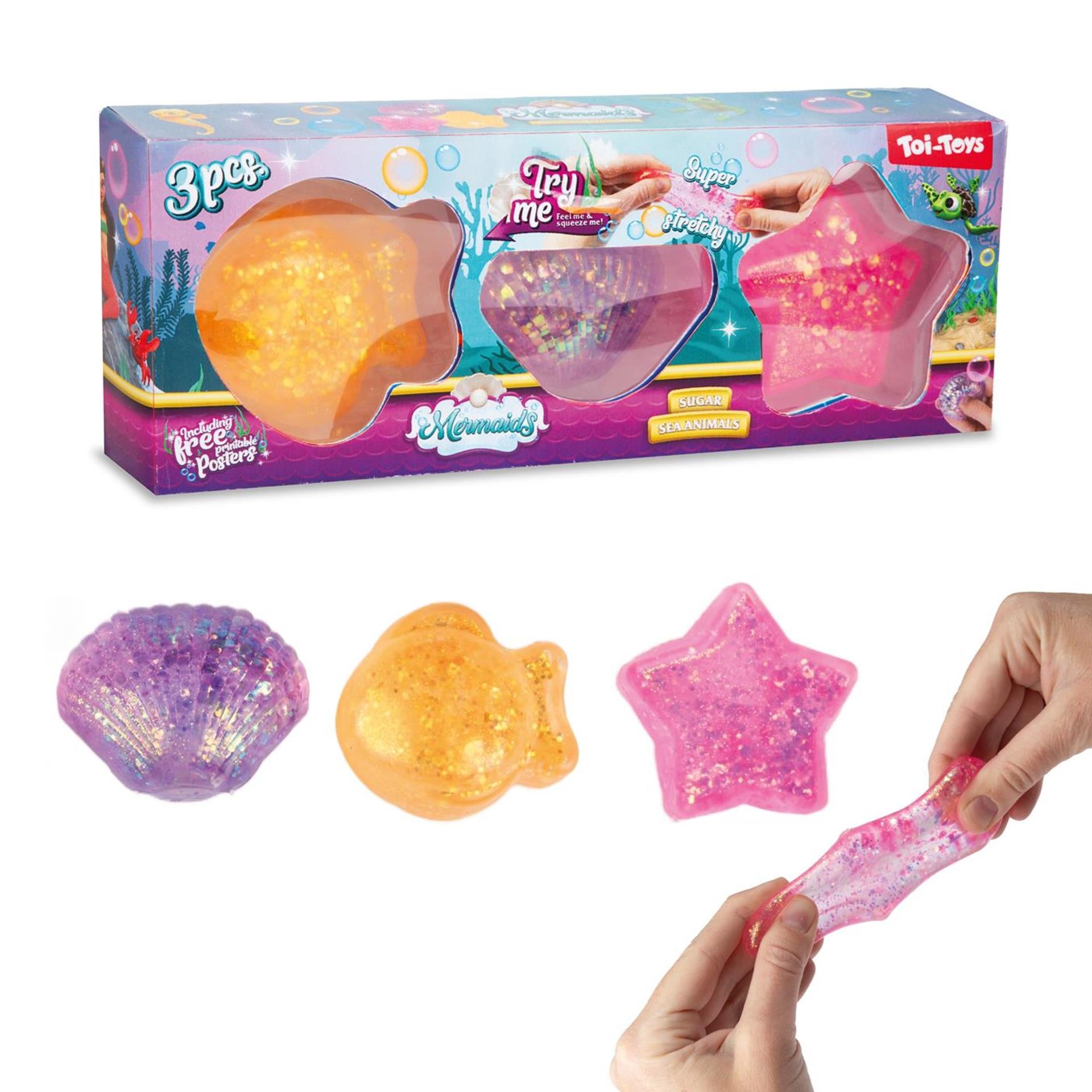 Toi-toys mermaids knijpfiguren zee 6cm 3st