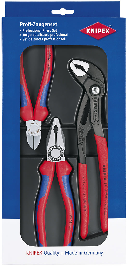Knipex tangen-set 00 20 09 v01 tangenset (blauw zwart, 3-delig)