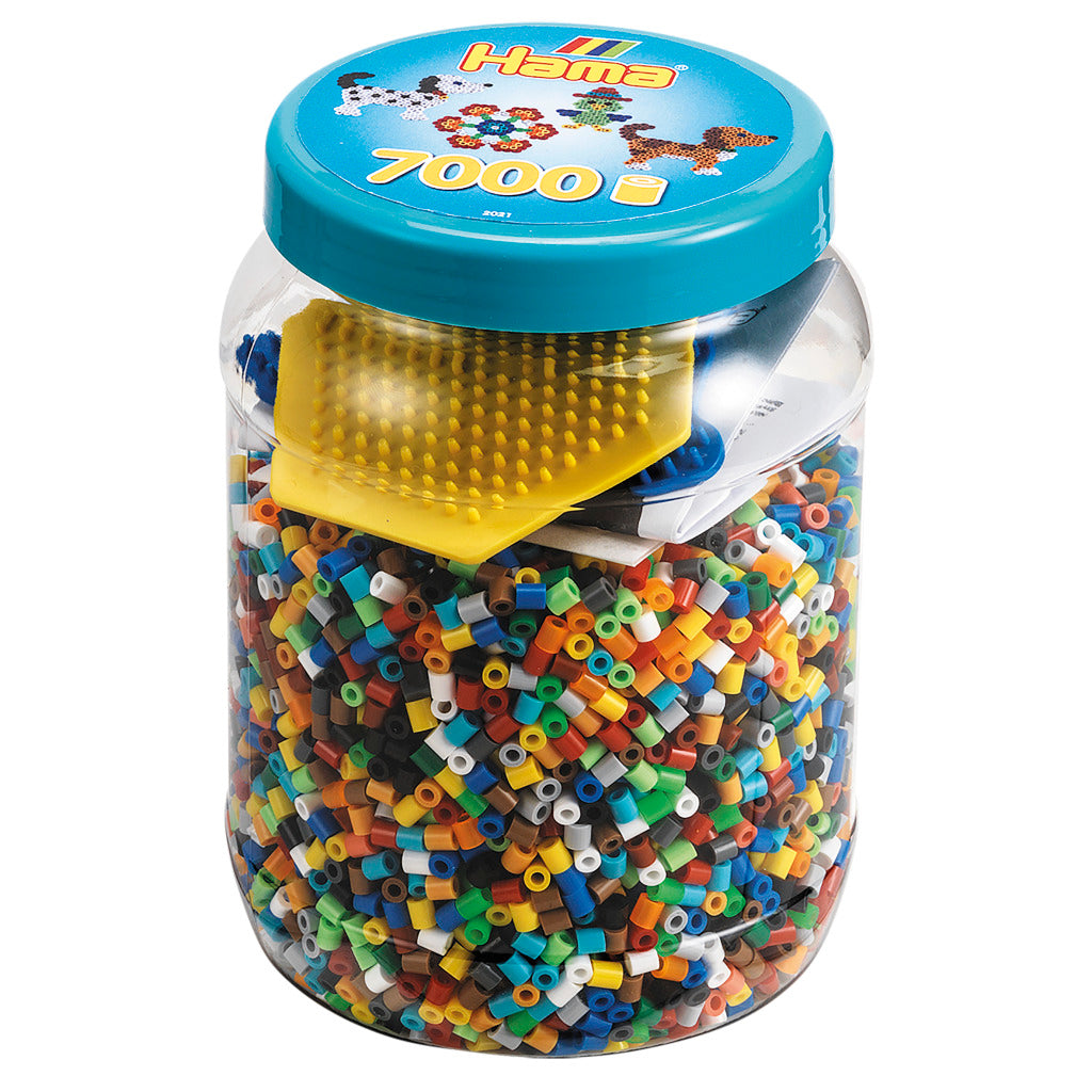 Hama strijkkralen set in pot 7000 stuks blauw