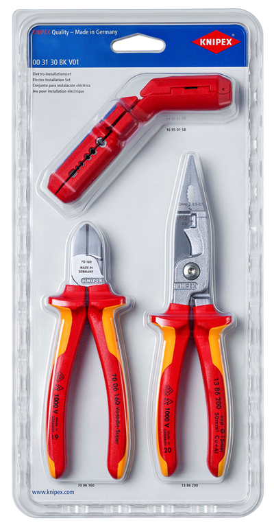 Knipex 00 31 30 bk v01 elektro-installatieset tangenset (rood geel)