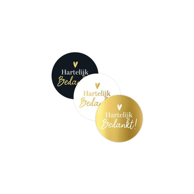 Kassaplan stickers hartelijk bedankt zw wit goud