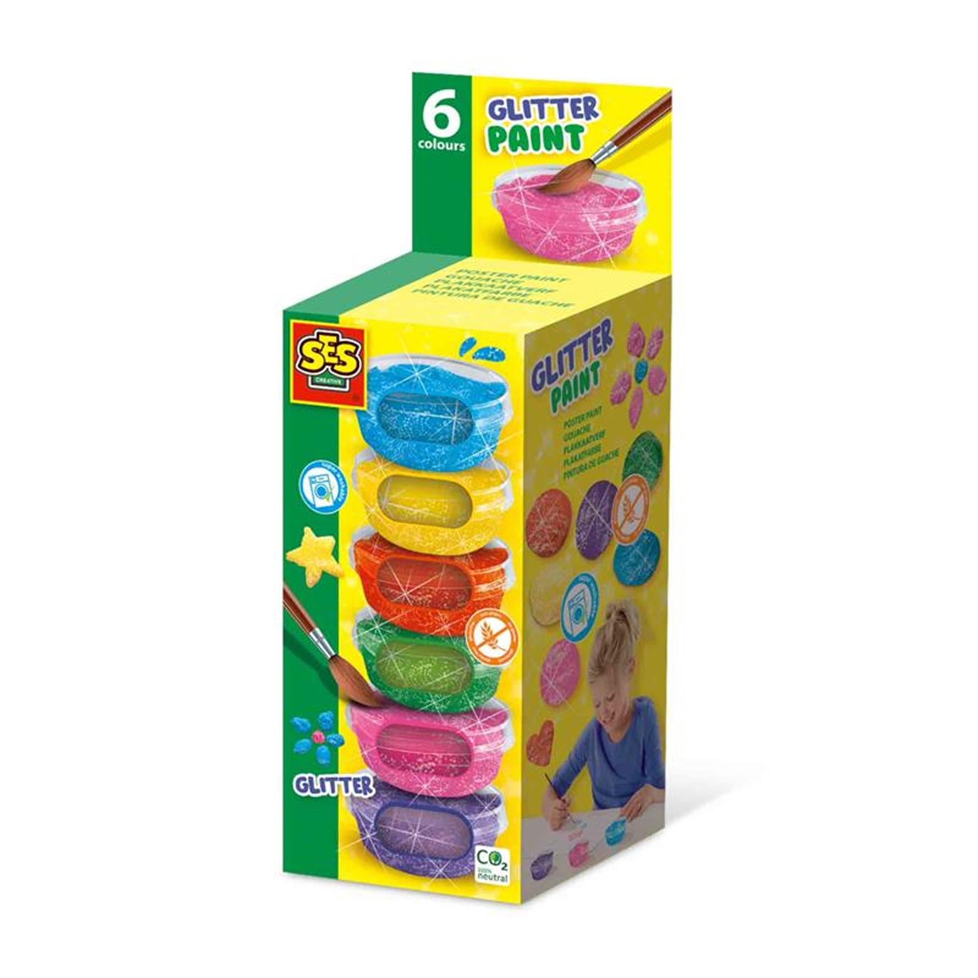Ses plakkaatverf glitter (6x45ml)