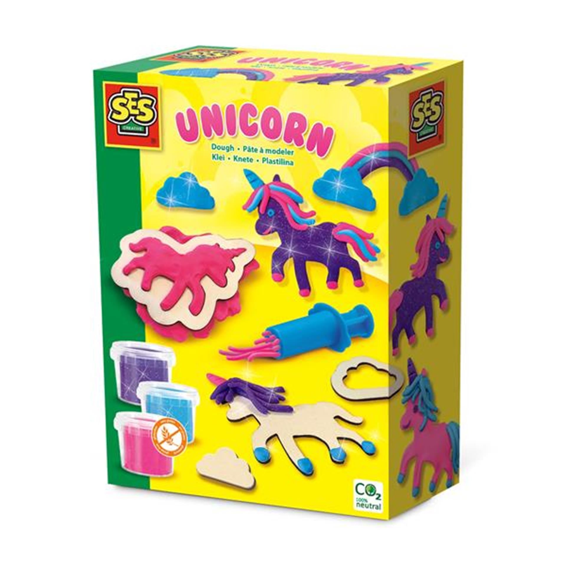 Ses klei - unicorns neon glitter- speelset van boetseerklei