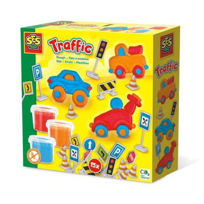 Ses klei verkeer - 3 kleipotjes