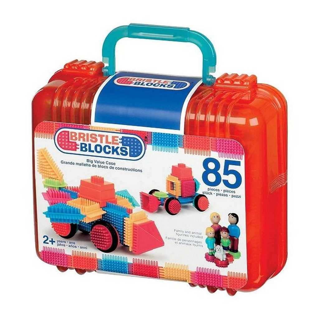 Bristle blocks bristle blocks koffer met familie figuren en huisdier met 85 stuks