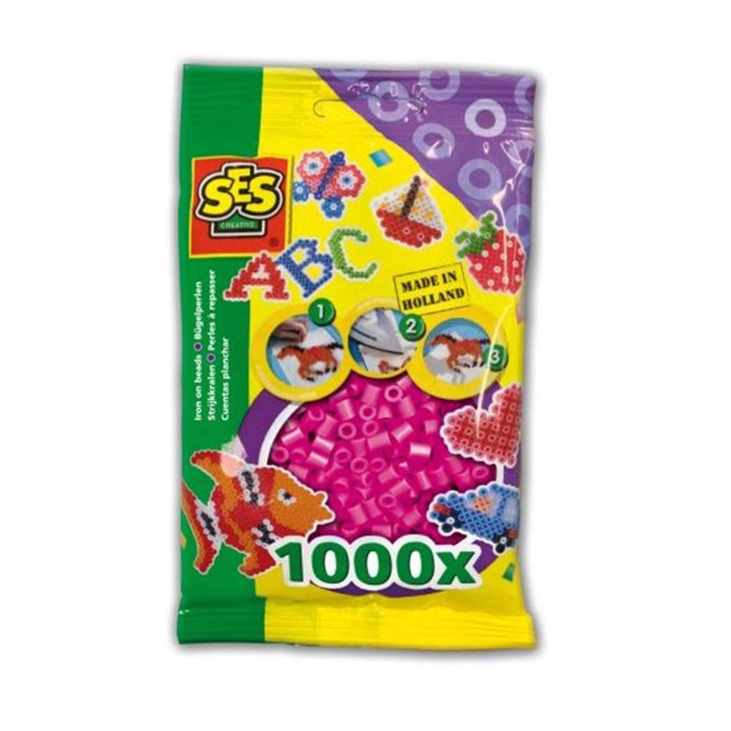 Ses strijkkralen neon roze 1000stuks