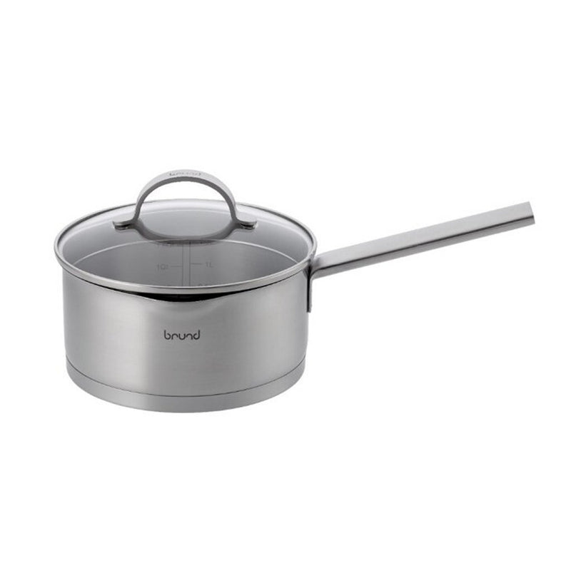 Brund steelpan met glazen deksel 2l rvs