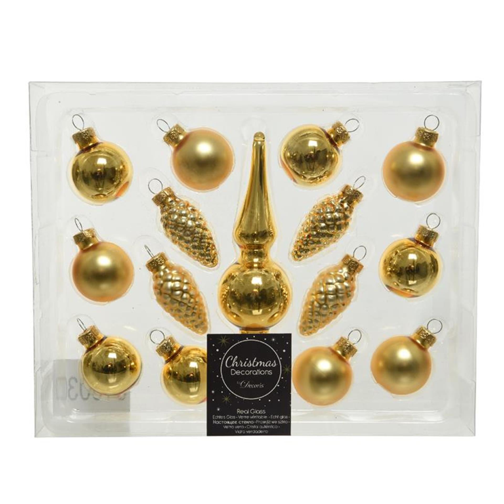 Decoris kerstballenset 15st met piek licht goud