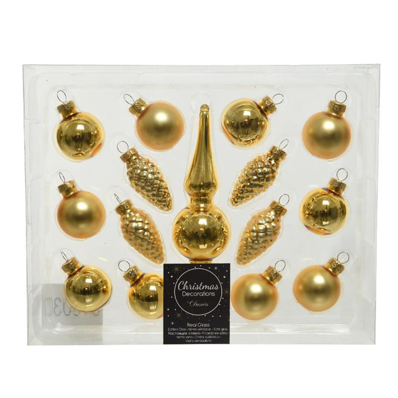 Decoris kerstballenset 15st met piek licht goud