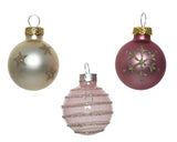 Decoris kerstballen 3cm 9 stuks glas roze champa - afbeelding 2