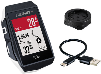 Sigma rox 11.1 evo gps zw wit standaard stuurhouder + usb-c laadkabel