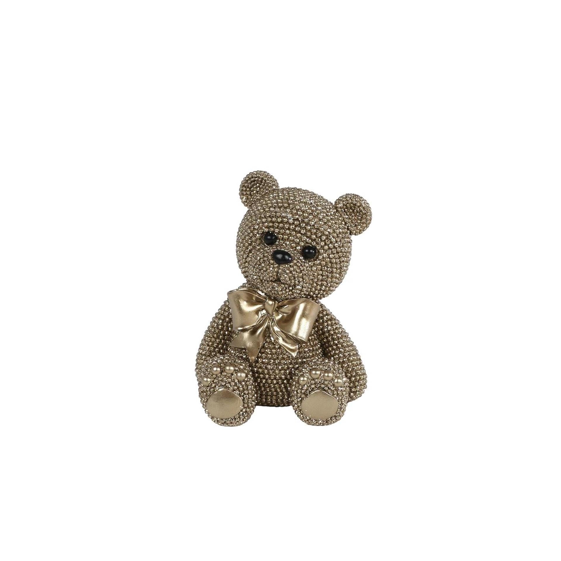Sculptuur teddybeer s glinster goud polystone 10x8x13cm