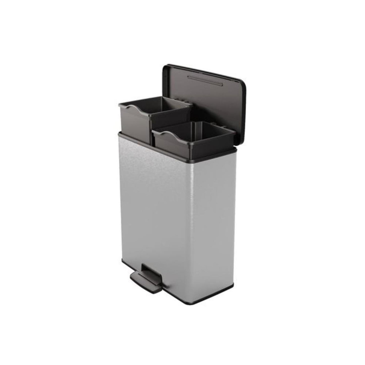 Curver deco bin duo pedaalemmer 26l+26l zilver metallic