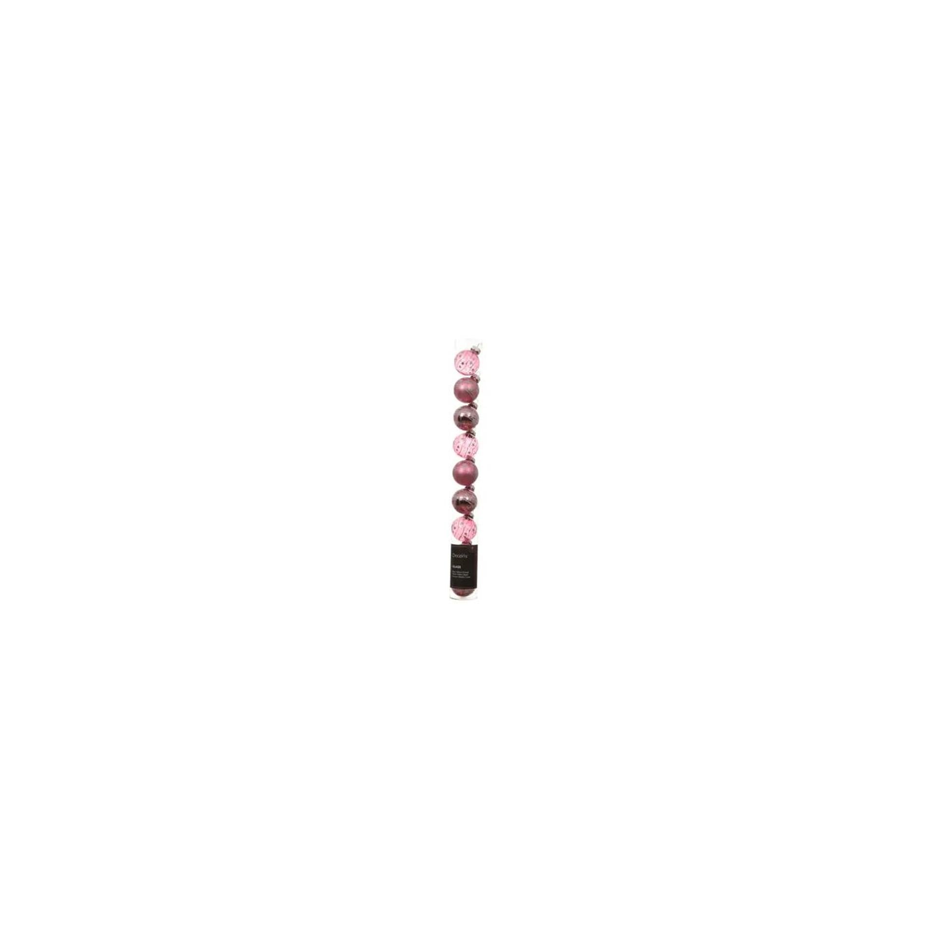 Decoris kerstballen glas roze ã˜3cm mix transparent shiny matt koker a 9 stuks
