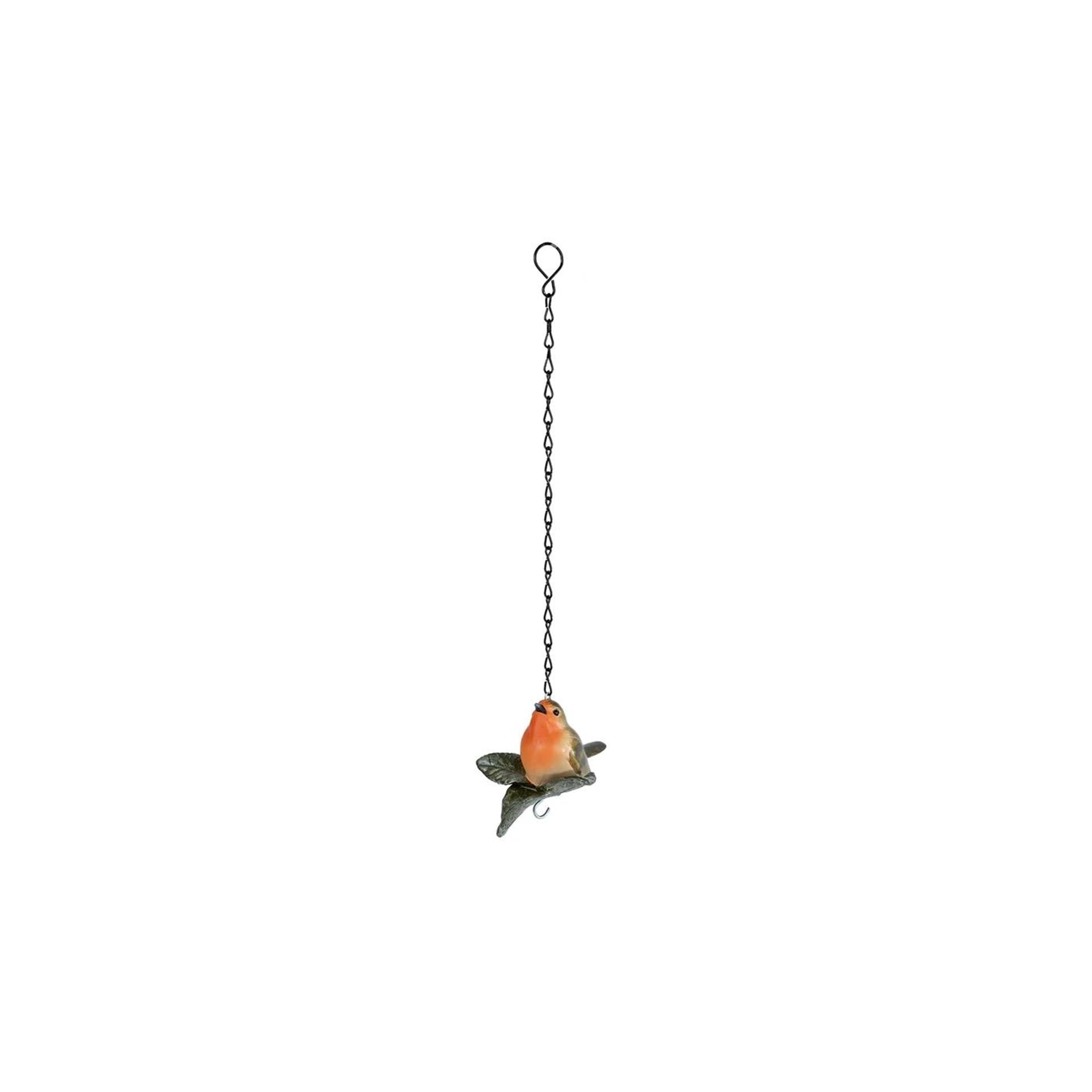 Sculptuur bird hanger bruin rood polystone 13x11x42cm