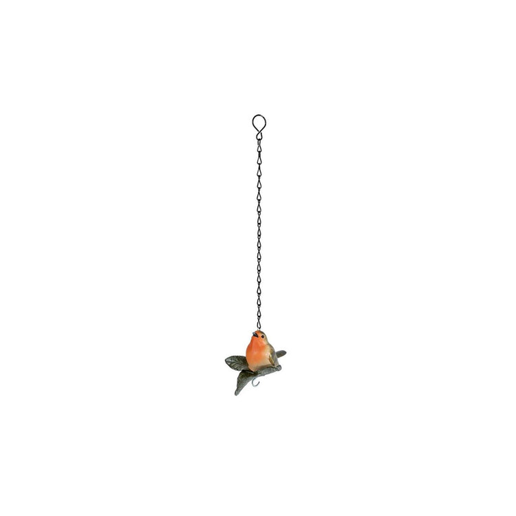 Sculptuur bird hanger bruin rood polystone 13x11x42cm