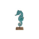 Sculptuur seahorse op voet naturel blauw mango emaille 13x6x30cm