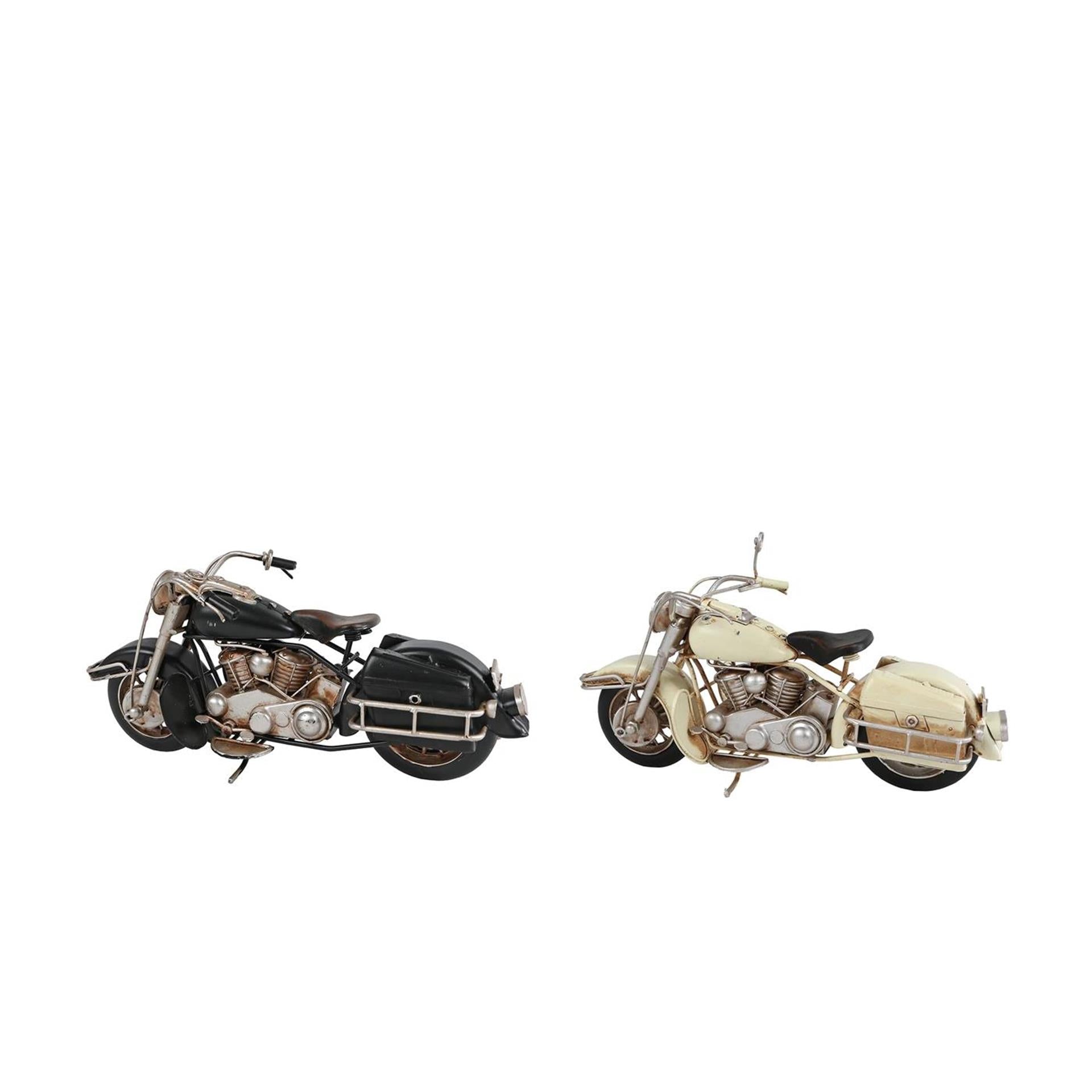 Motorfiets motorcycle creme zwart a2 metaal 28x10,5x15cm