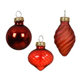 Decoris kerstballlen mix roodkleurig van glas dia 3cm 9-delig - afbeelding 2