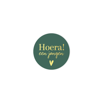 Kassaplan stickers hoera een jongen ø40mm rol a 250 stuks