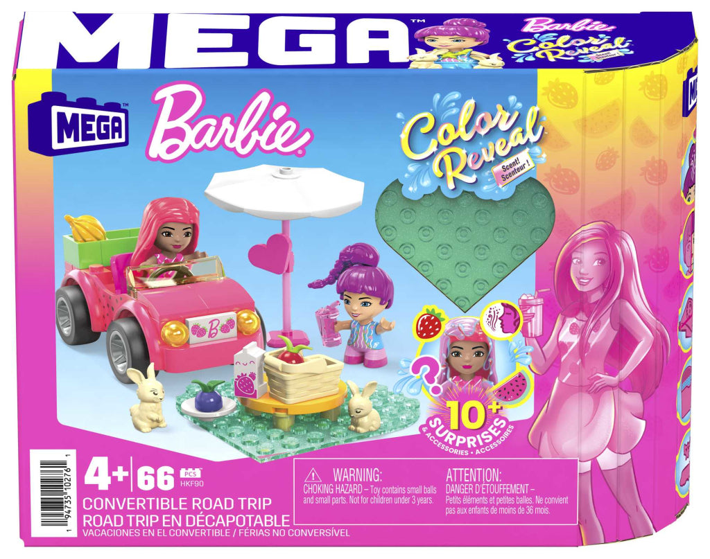 Mega bloks mega barbie color reveal cabrio bouwspeelgoed