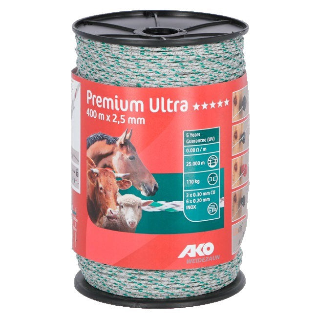 Ako producten premium ultra schrikdraad wit groen 2 5mm 400m