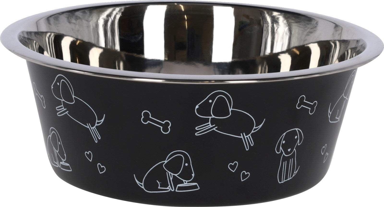 Producten voederbak rvs zwart met motief 1800ml