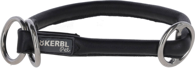 Producten rundlederen halsband roma met stopper 55 cm 8 mm zwart