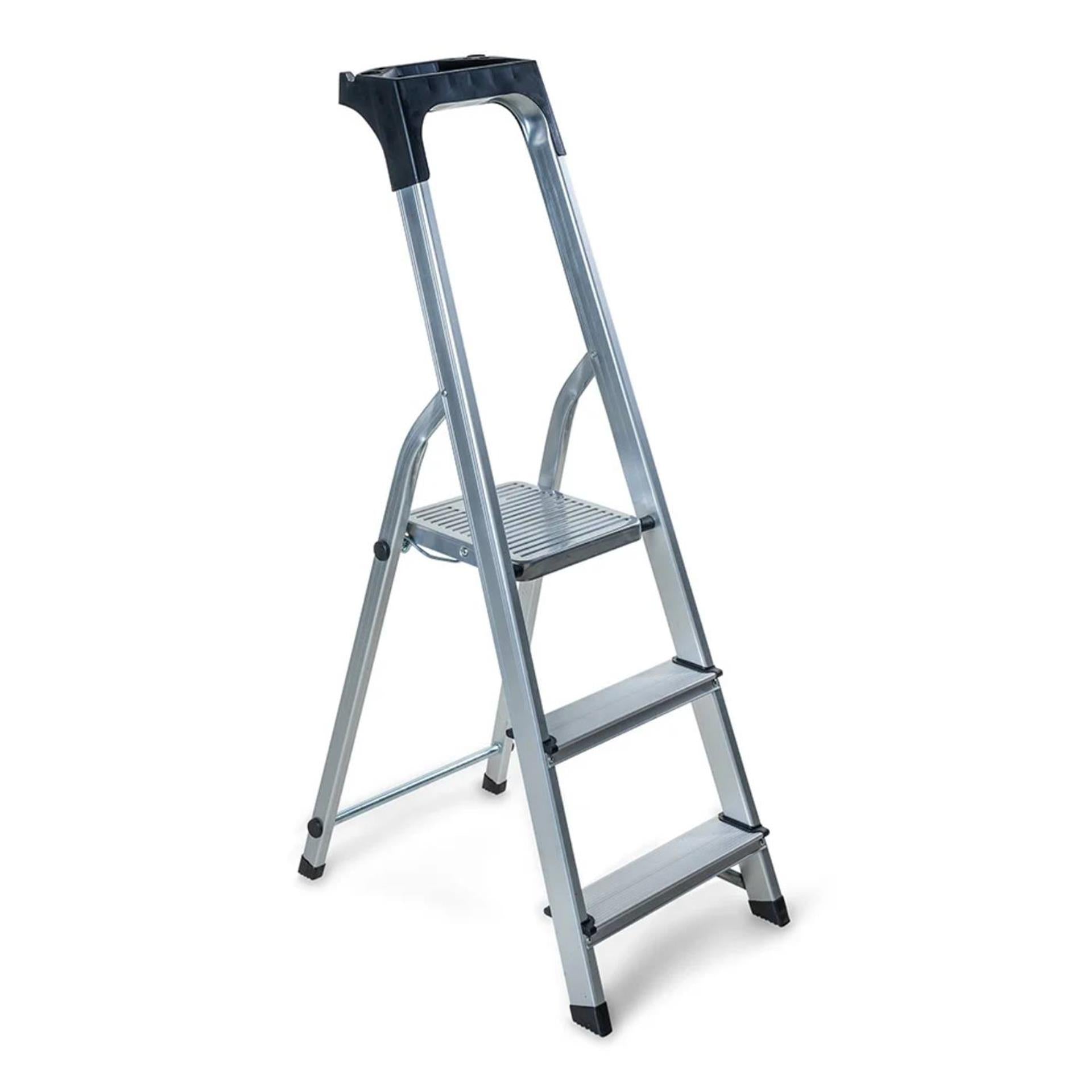 Z1 wicotex huishoudtrap 3-treeds alu (2+bordes) tot 150kg, met houder