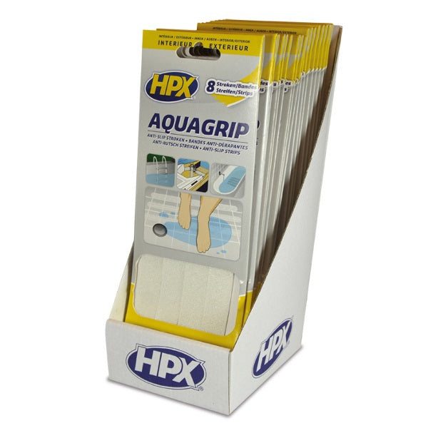Hpx producten anti slip tape aqua grip 8 stuks transparant 20mm x 240mm