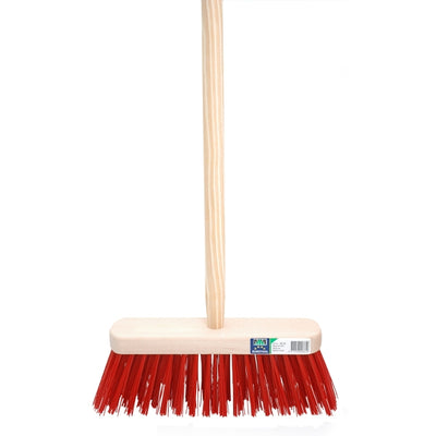 Mm eurotool producten bezem fsc 29cm kunstvezel rood mm met steel 120cm aktie