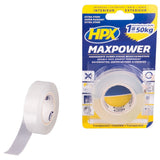 Hpx producten dubbelzijdig plakband maxpower transparant 19mm x 2m - afbeelding 1