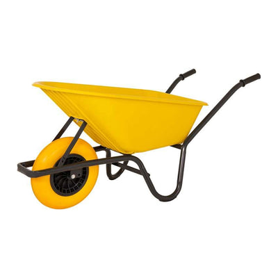 Mm producten kruiwagen 85l kunststbak geel zwart ond ged nml wiel