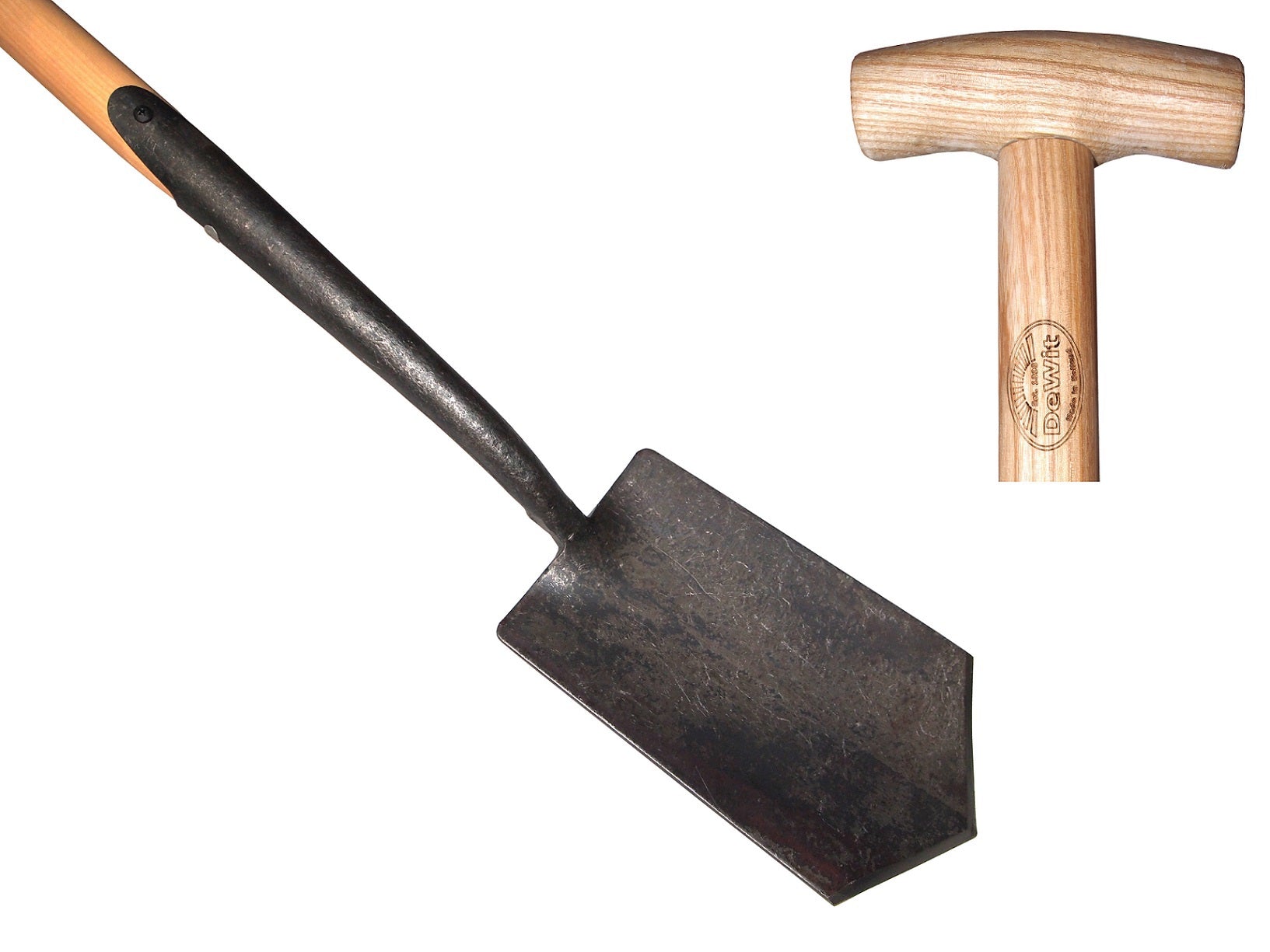 De wit producten puntspade zwanehals met lip met essen steel 75cm dewit