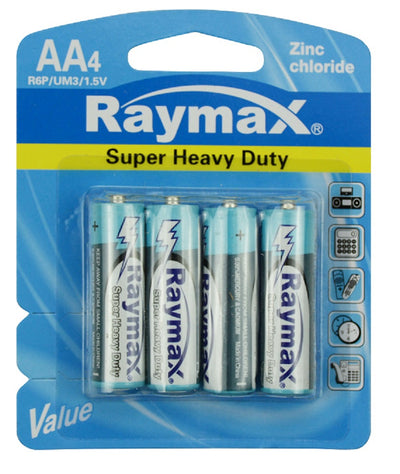 Raymax producten batterij penlite r6p zink aa 1 5v a 4st