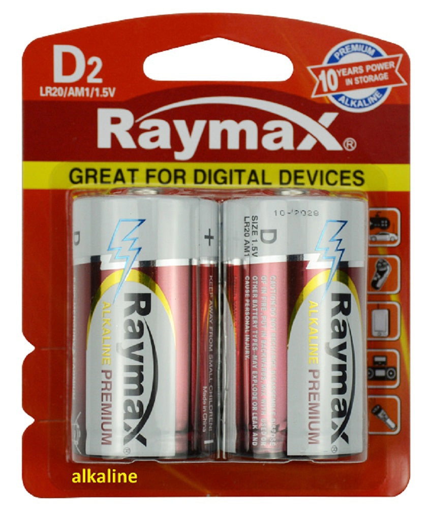 Raymax producten batterij alkaline lr20 d 1 5v x2st