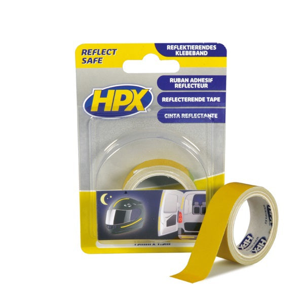 Hpx producten reflecterende tape geel 19mm 150 mtr
