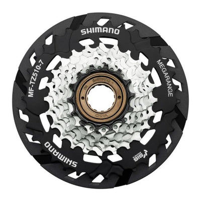 Shimano tourney mf-tz510-7 schroefkrans 7-speed 14-34t megarange – zwart zilver