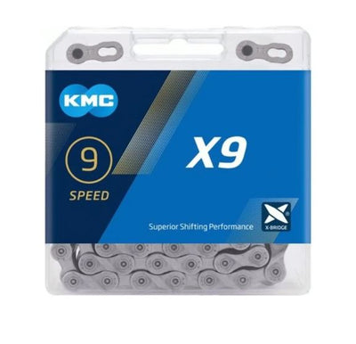 KMC X9 Grey fietsketting, 114 schakels, 9-speed, grijs