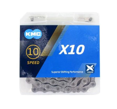 KMC X10 fietsketting, 1 2x11 128, 114 schakels, grijs