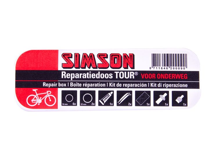 reparatiedoos Tour 11,5 cm aluminium rood wit 15-delig