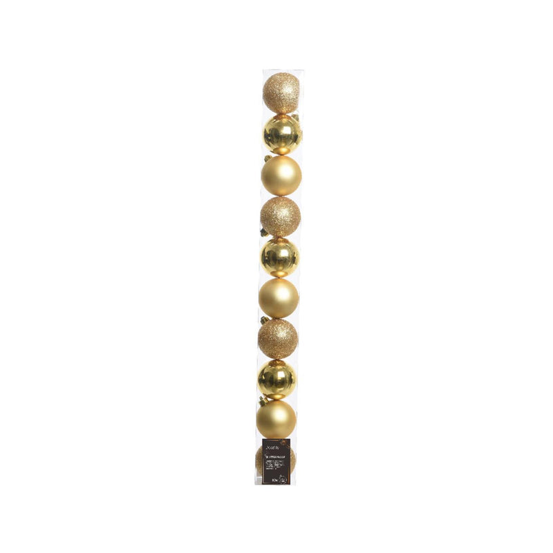 Decoris kerstballen 6cm kunststof goud 10-dlg