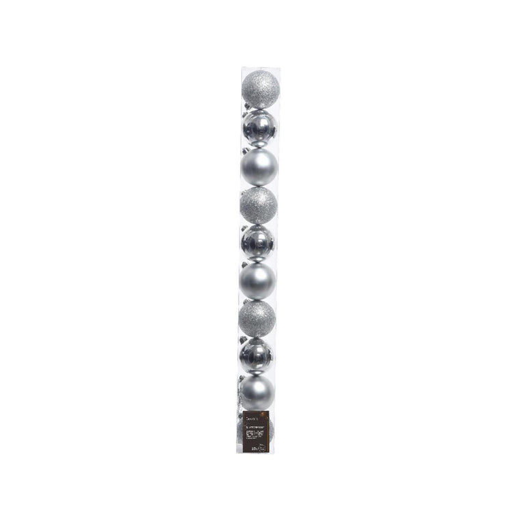 Decoris kerstballen 6cm kunststof zilver 10-dlg