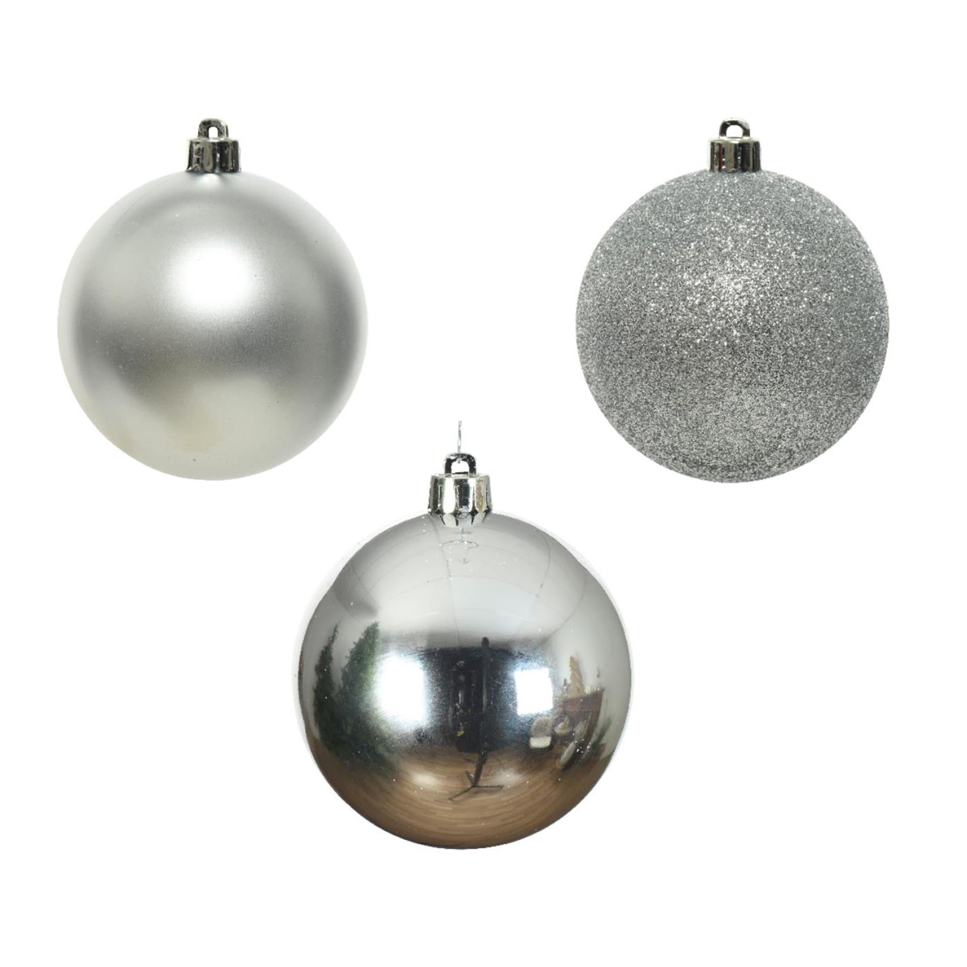 Decoris kerstballen 6cm kunststof zilver 10-dlg