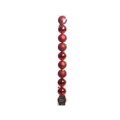 Decoris kerstballen 6cm kunststof rood 10-dlg