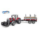 Bruder massey ferguson tractor met voorlader en houttransport trailer