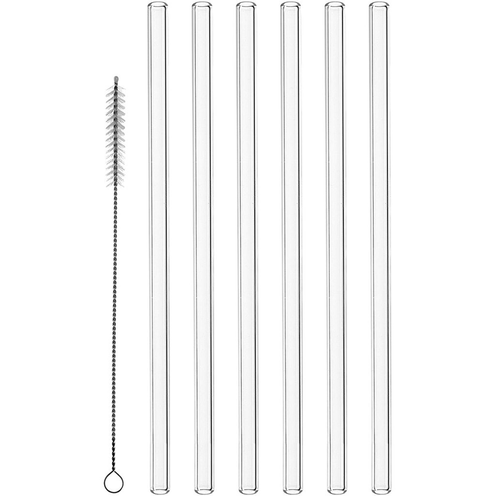 Montana glazen rietjes 6 stuks 23cm met borsteltje